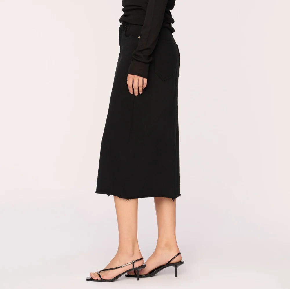 DL1961 Alma Skirt Midi Black Terry Size 25 Sample - Picture 11 of 13